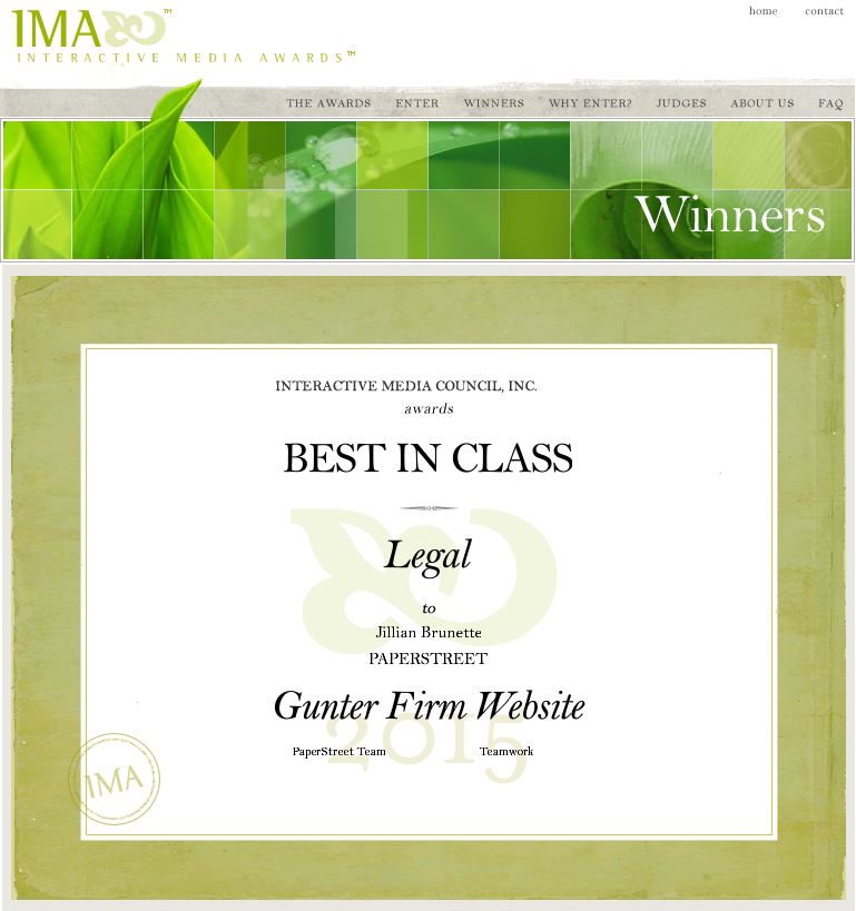 Gunter Firm scored a 495 out of 500 possible points in the 2015 Interactive Media Awards competition. 
