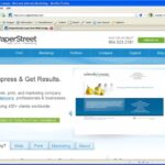 Screenshot of the "PaperStreet" website homepage, showcasing services for web design and marketing, especially for lawyers, professionals, and businesses. The site emphasizes designing your website for any monitor size. Contact number and a "Free Consultation" button are visible.