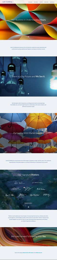 A colorful business website, recognized as a PaperStreet Custom Web Design Wins 2015 W³ Gold Award, features sections with abstract images and motivational captions about business growth, market leadership, and commitment to quality.