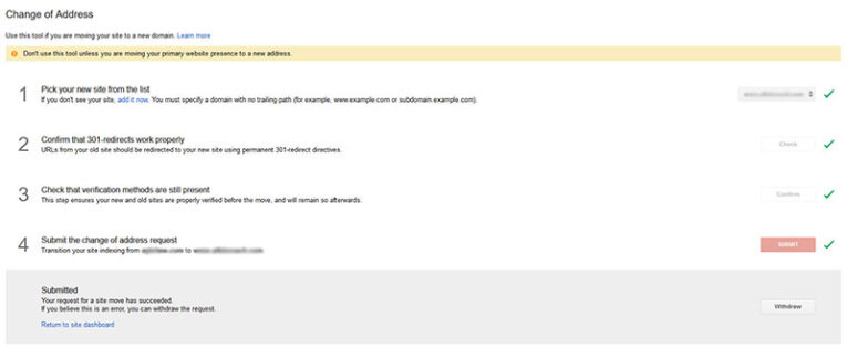 Google Change of Address Tool