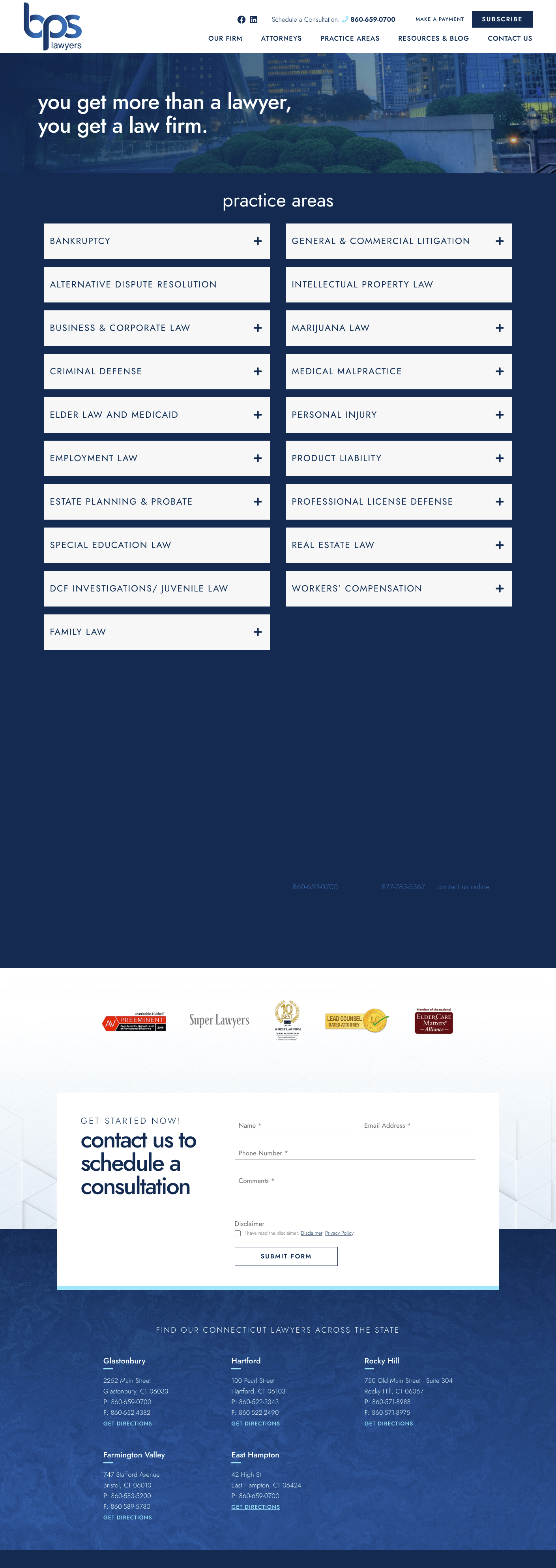 bpslawyers-practice-areas screenshot