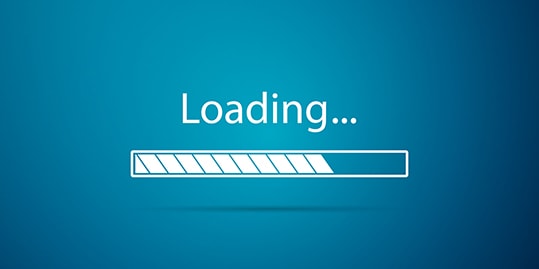 A blue screen with the word "Loading..." above a horizontal progress bar that is partially filled. Sliders Suck, so why wait for outdated features to load? Stop Creating Sliders for Your Law Firm Website and focus on user-friendly designs.