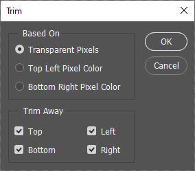 Photoshop action window trim step