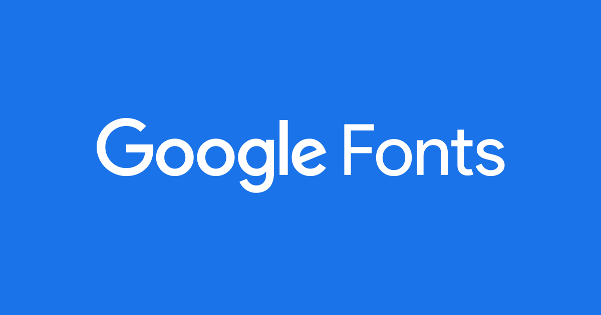 The image shows the text "Google Fonts" centered on a blue background, perfect for tuning your website for modern page speed metrics.