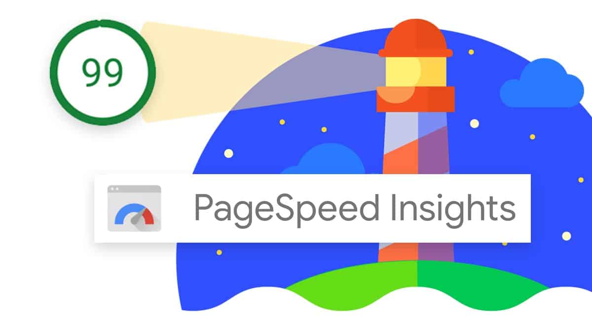 An image showing a lighthouse with a beam highlighting a score of 99, accompanied by the text "PageSpeed Insights: Tuning Your Website for Modern Page Speed Metrics.
