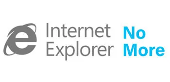 A logo with the Internet Explorer icon and the words "Internet Explorer: Why It's Time to Say Goodbye" in gray and blue text.
