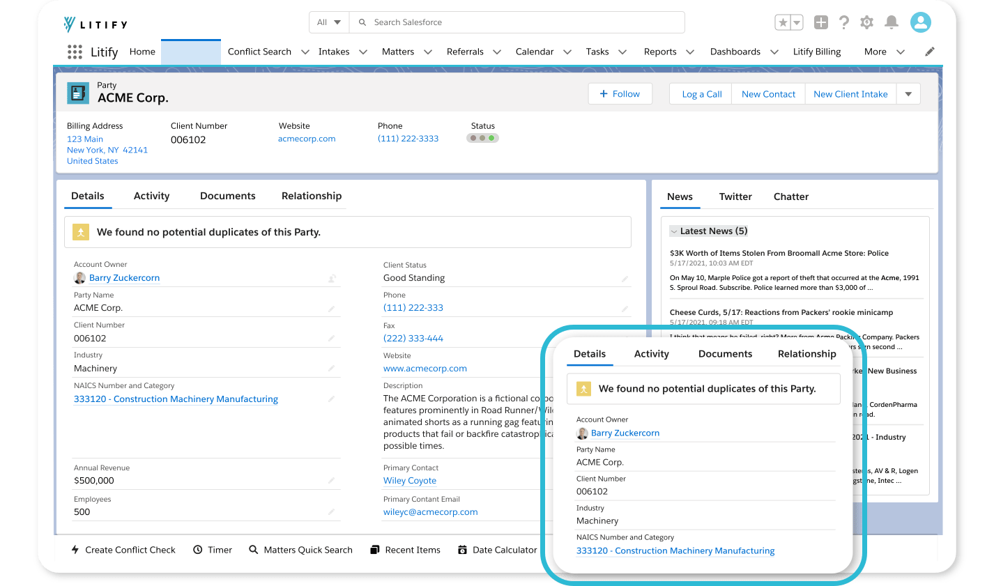 litify crm screenshot
