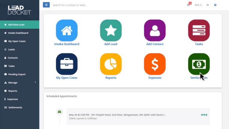 lead docket screenshot