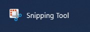Icon of the Snipping Tool application with a pair of blue scissors and a red-bordered square. The text "Snipping Tool" is displayed beside it on a dark blue background.