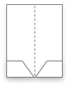 A white rectangle with a solid horizontal line near the bottom, forming two smaller trapezoids below. There is a dashed vertical line running from the top to the center of the horizontal line.
