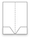 A white rectangle with a solid horizontal line near the bottom, forming two smaller trapezoids below. There is a dashed vertical line running from the top to the center of the horizontal line.