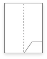 A vertical sheet of paper folded with a zigzag bottom-right corner.