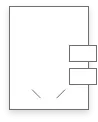 A simple flowchart with two boxes connected by arrows, representing a sequential process.