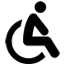 Icon of a wheelchair symbol, representing accessibility or disability access.