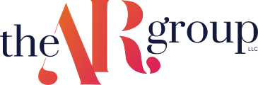 Logo of "the AR group LLC" with stylized text in gradient orange and pink for "AR" and navy blue for the rest.
