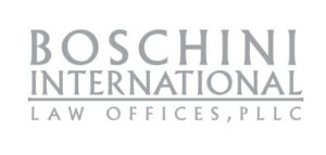 Logo of Boschini International Law Offices, PLLC, featuring the firm's name in uppercase letters.