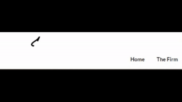 A website navigation bar displaying a back arrow on the left, and links labeled "Home" and "The Firm" on the right.