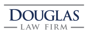 Logo of Douglas Law Firm with the text "Douglas" in blue and "Law Firm" in gray, separated by horizontal gray lines.