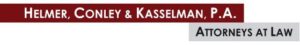 Logo of Helmer, Conley & Kasselman, P.A., Attorneys at Law, with the firm name on a red background and "Attorneys at Law" on a grey background.