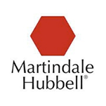 Logo with a red hexagon above the text "Martindale Hubbell®" in black font.