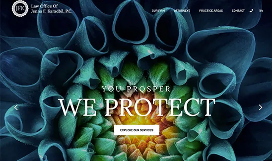 Website homepage for the Law Office of Jenna F. Karadbil, P.C.