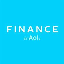 Text saying "FINANCE by Aol." on a bright blue background.