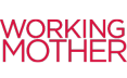 Logo with the words "WORKING MOTHER" in bold, red capital letters against a black background.