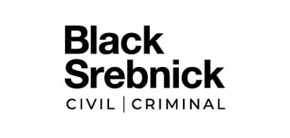 Black Srebnick logo with the words "Civil" and "Criminal" underneath in black text on a white background.
