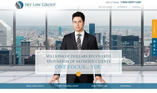 Businessman in a suit stands in front of a large window with a cityscape background. Text overlay reads, "MILLIONS OF DOLLARS RECOVERED, THOUSANDS OF SATISFIED CLIENTS, ONE FOCUS... YOU.