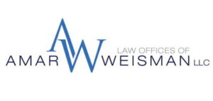 Logo for the Law Offices of Amar Weisman LLC, featuring stylized blue initials "AW" with the full name in black text.