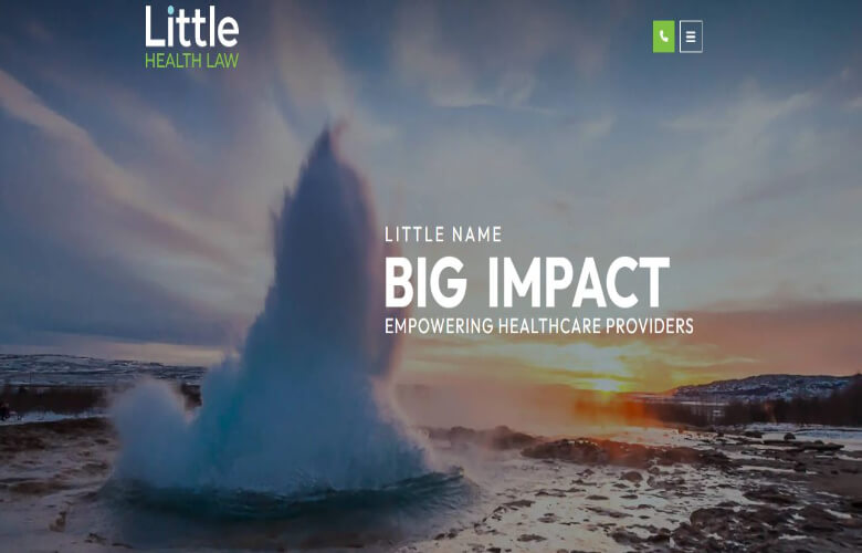 A gushing geyser against a sunset backdrop with text overlay reading "Big Impact: Empowering Healthcare Providers.