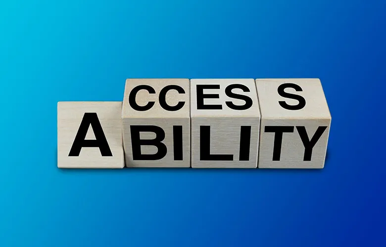 Wooden blocks spell "accessibility"—a key trend shaping content marketing for law firms in 2025.