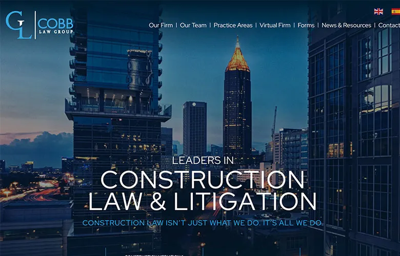 Skyline view with modern buildings promoting South Dakota Law Firm Marketing for construction law.