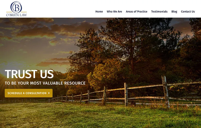A split-rail fence runs along trees at sunset with Hawaii Law Firm Marketing and branding.