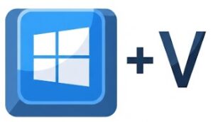 Stylized text of Windows key + V