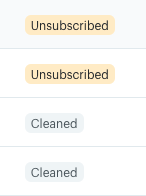 Example of showing Unsubscribed and Cleaned for inbox cleaning.