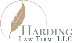 Logo for Harding Law Firm, LLC featuring a feather icon.
